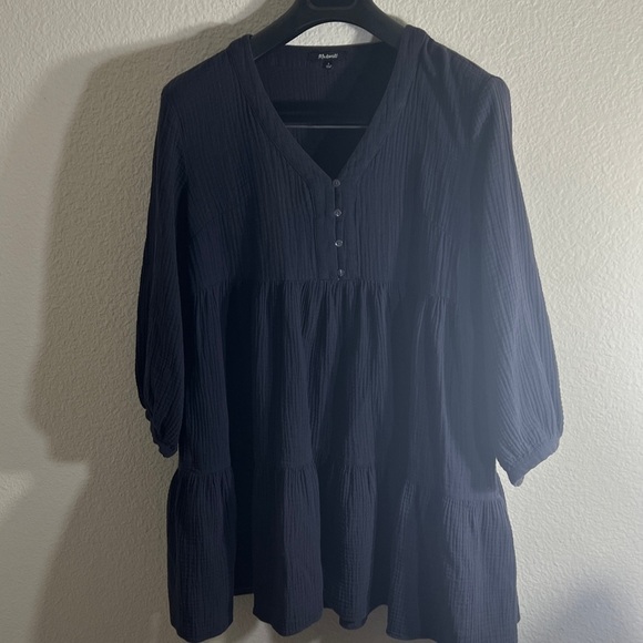 Madewell Lightspun Colette Mini dark navy  Dress women’s Size M boho flowy - Picture 3 of 7